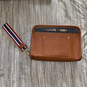 Flagship x Sinola Detroit Brown Leather Wristlet Bag